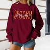 Women's Round Neck Printed Tops Cotton Casual Fashion Long Sleeve Pullover Top Blouse