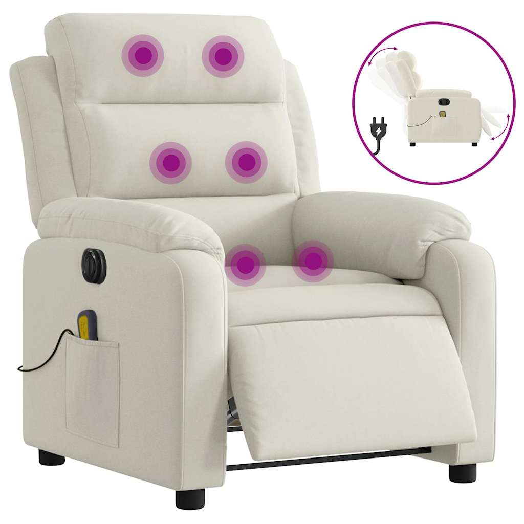 Electric Massage Chair Cream Velvet