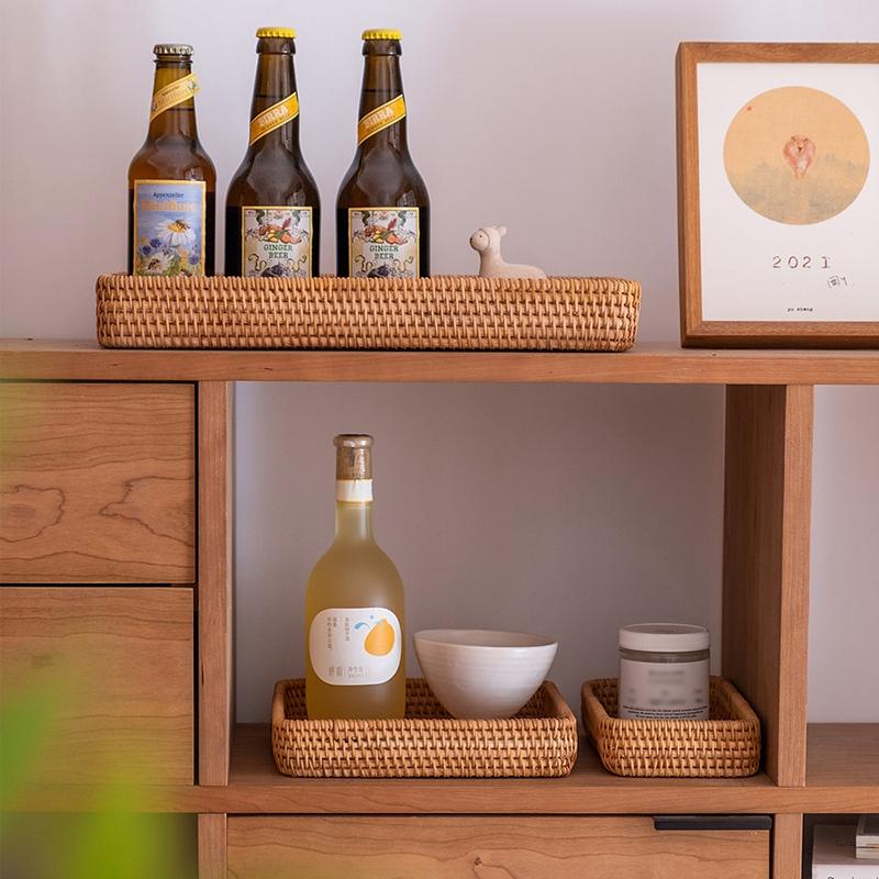 Handgefertigter Rattan-Fruchtkorb Haushaltsaufbewahrungskorb Esstisch Frühstückssnack Brot Süßigkeiten Teller Handgewebter Tablettkorb