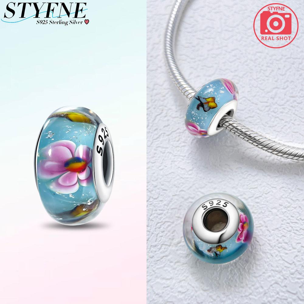 Peculiar Murano Glass Bead Butterfly Colorful Starry Sky Beads Fit Bracelet Women Diy Gift Murano Accessories Jewelry
