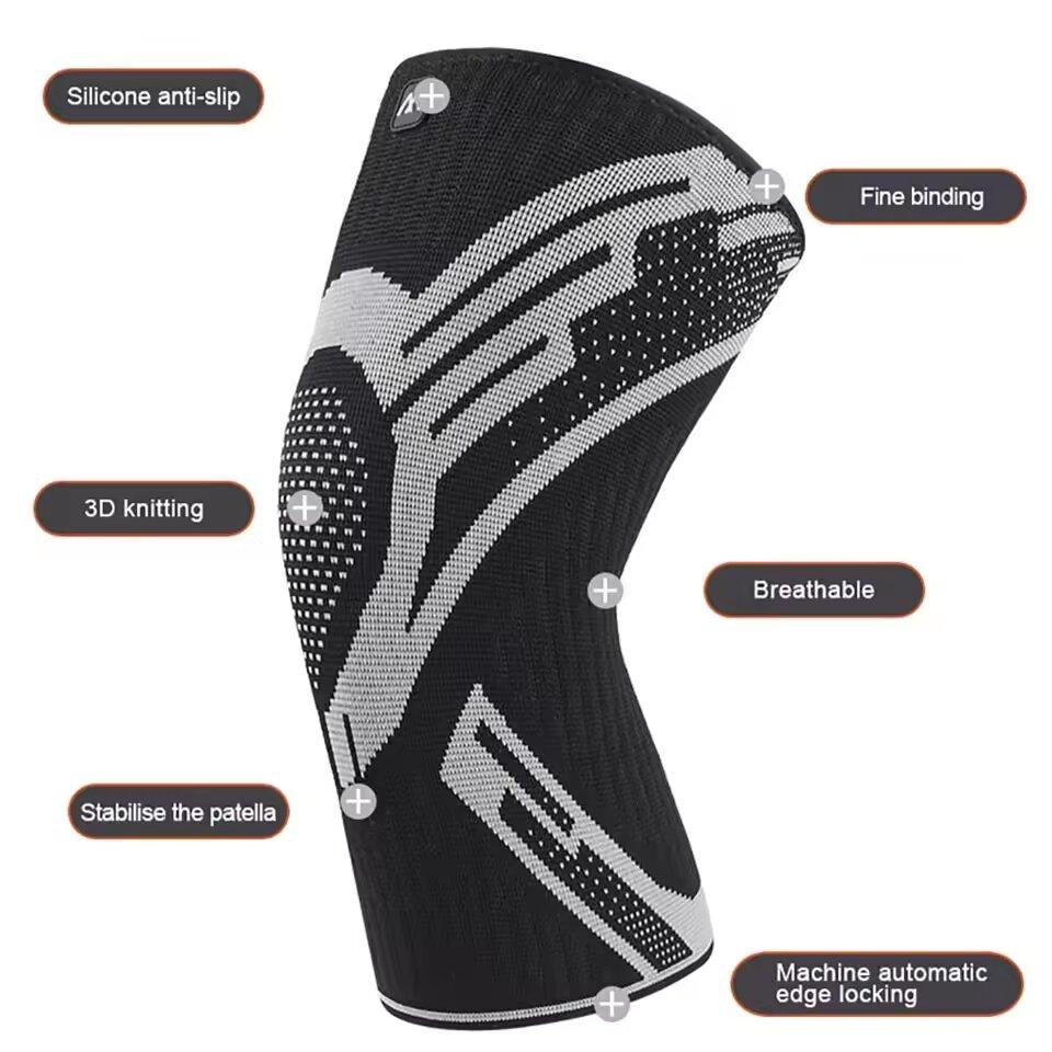 1 Pc Compression Knee Support Sleeve Elastic Breathable Knee Pads Brace Springs Gym Sports Protector Basketball Volleyball Run