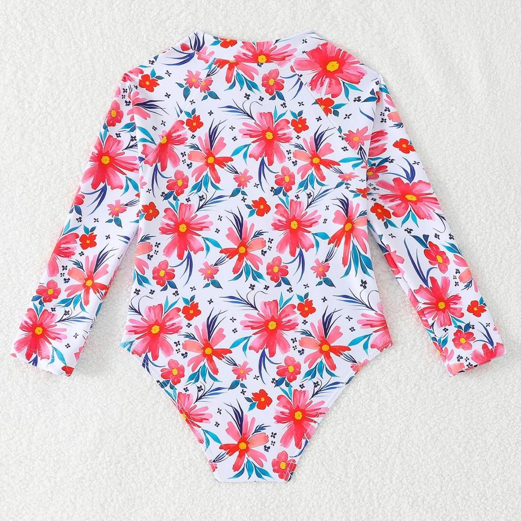 2026 Cute Girls' One-Piece Zipper Swimsuit for Small and Medium Children