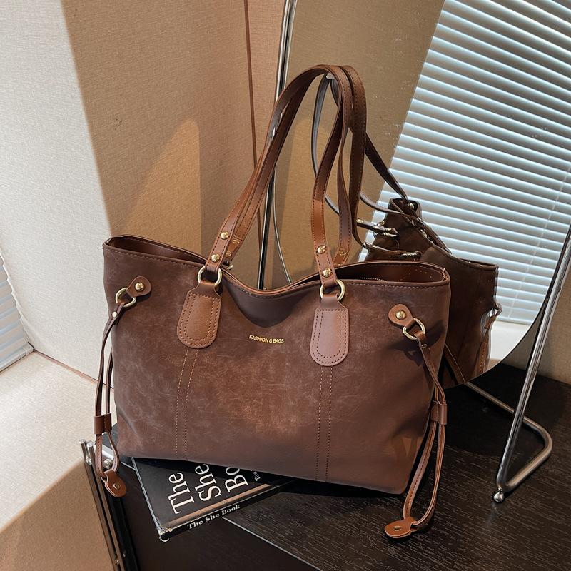 High value tote bag women's new commuter texture retro matte versatile double shoulder underarm shoulder bag