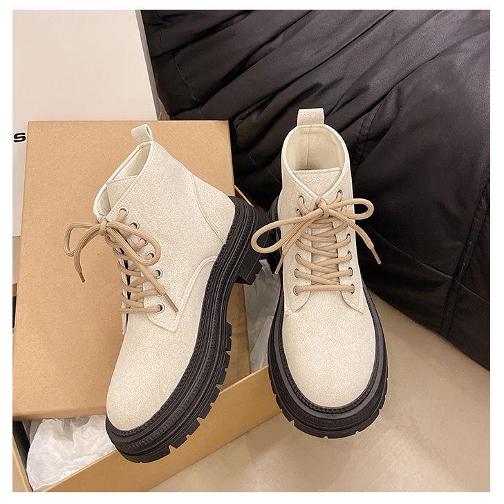 

Ботинки Мартин на толстой подошве для женской коллекции весна-осень 2025, в британском стиле, ретро, с круглым носком, на толстом каблуке, в зарубежном стиле, универсальные, на шнуровке 35