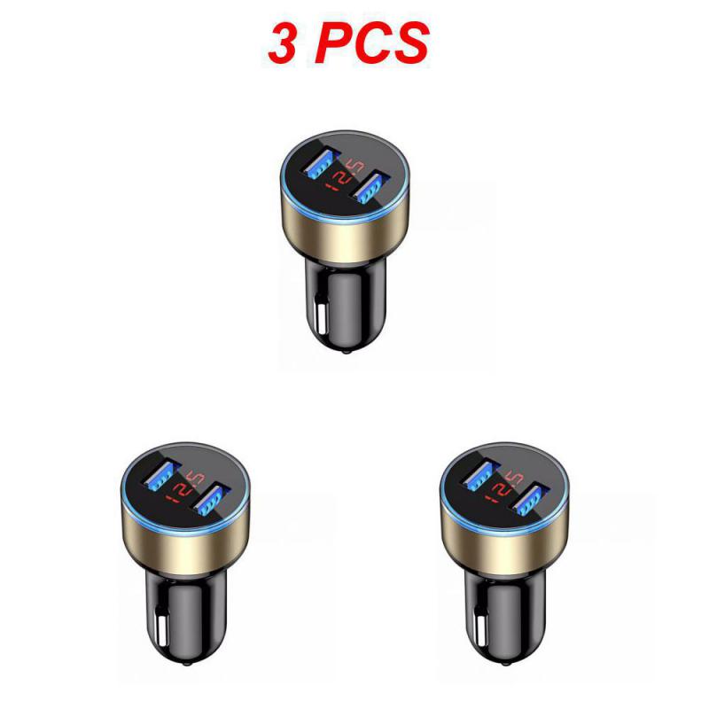 1~5PCS 15w Cigarette Lighter Universal Car Accessories With Led Voltage Current Display Car Charger Dual Usb Port