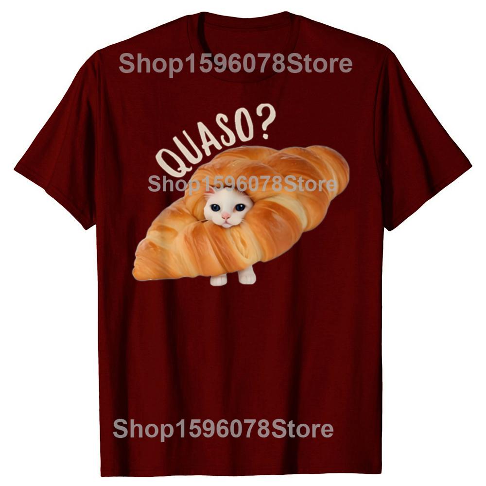Funny Croissant Meme Cat Cake Pet Lover TShirt Summer Men Clothing Vintage Summer Cotton Short Sleeve Oversized Tshirt Tops