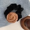 Velvet Floral Elastic Hair Tie Bun Ring - Korean Style for Women