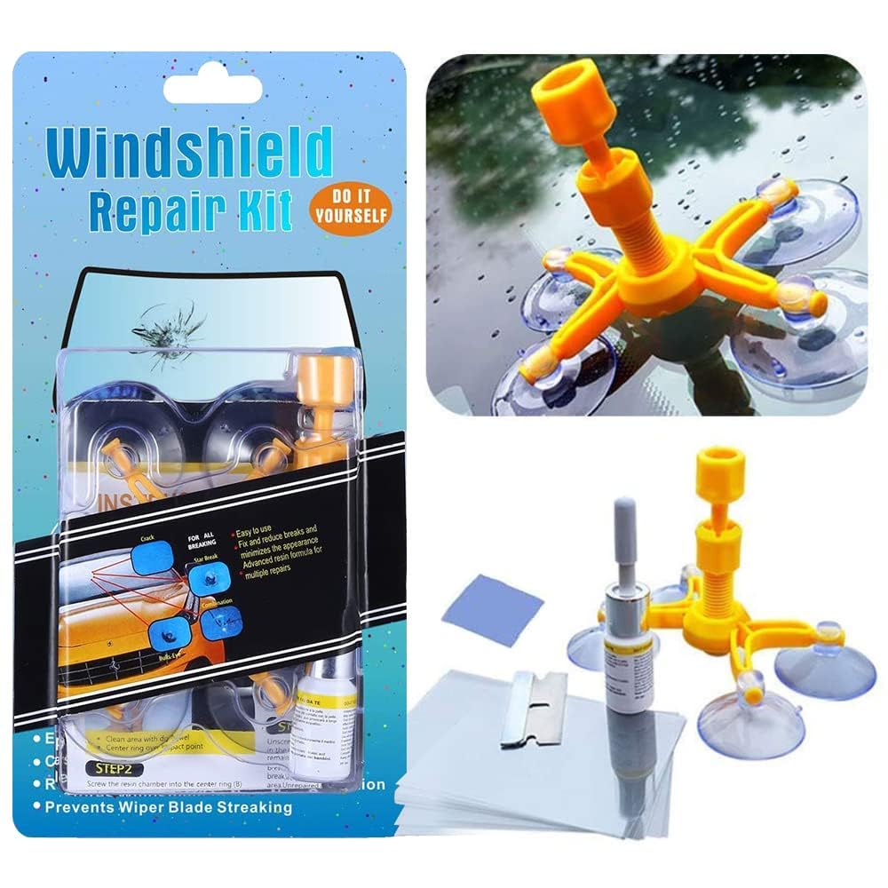 GLISTON Windshield Repair Kit, Car Stepping Stone Scratch Repair, Japanese Instruction Manual Included, Crack Repair, Window Glass Repair Kit (Blue)