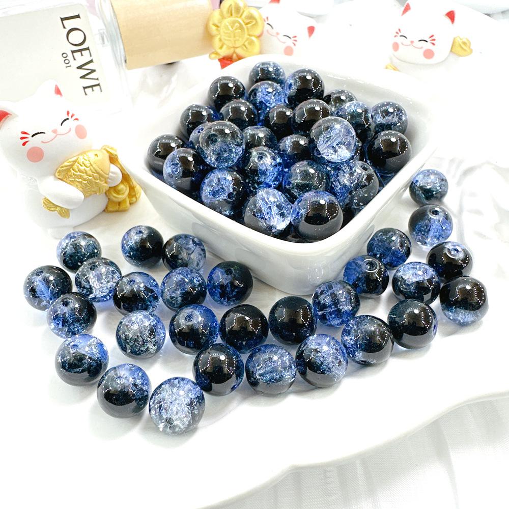 10mm Crackle Glass Round Beads, Loose Spacer Beads DIY Accessories for Bracelet Making 50pcs