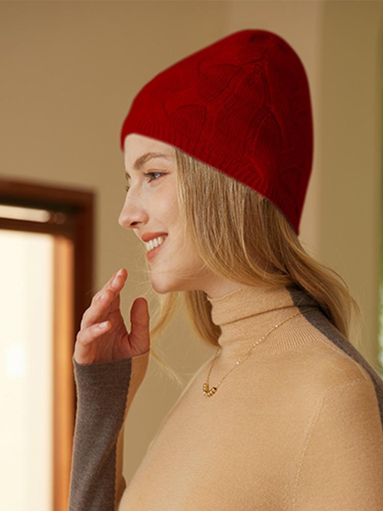 

Unibody 100% Cashmere Knitted Cable Beanies Women Small Caps Girl s Knit Hat Autumn Winter Real Cashmere Warm Hair Bonnet
