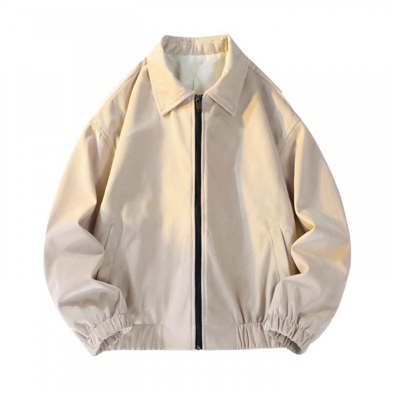Unisex Corduroy Jacket Men Women Casual Loose Fit Windcheater With Hood Zipper Front