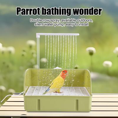 Automatic Birds Bathtub with Pump Large Parrot Shower Fountain Parakeet Bath Tub Faucet for Pet Birds Cockatiel Conure Budgie Lovebird