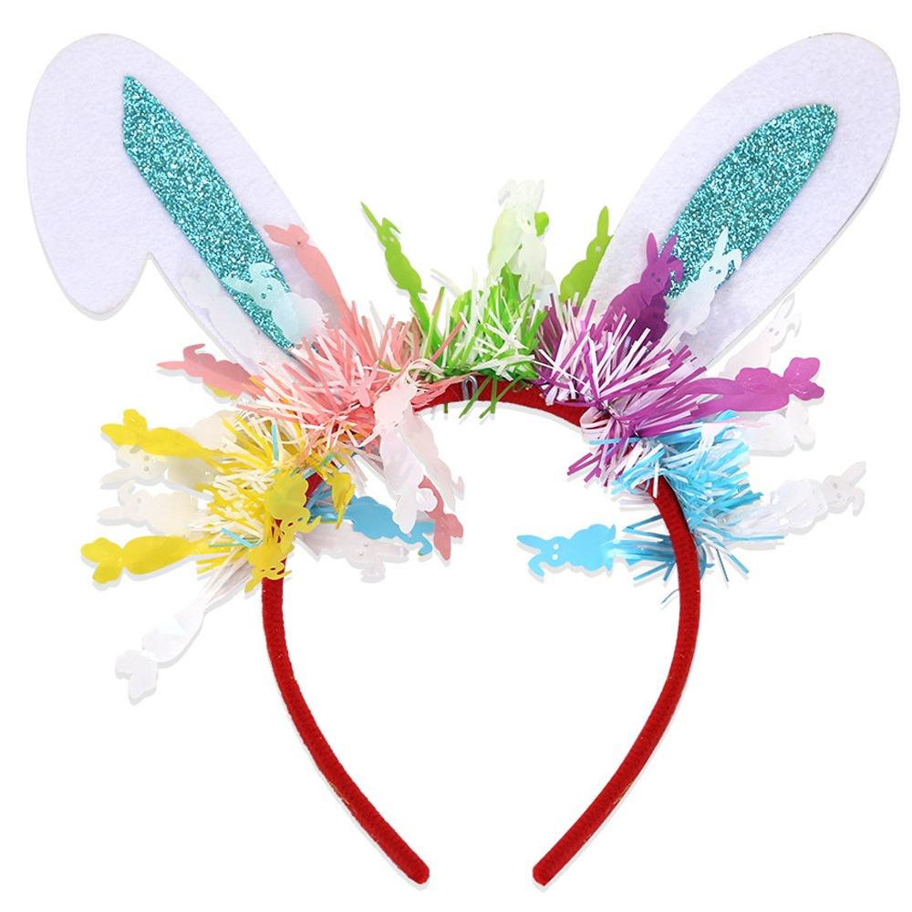 Wear-resistant Bunny Ears Hair Hoop Sequin Happy Easter Headdress  Costume Party Accessories синий