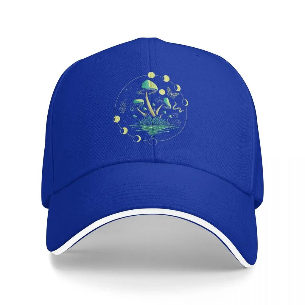 Mushroom Moon Phase Witchy Baseball Cap Adjustable Polyester Sun Protection Casual Sport Hat