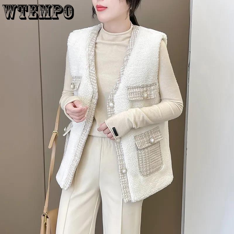 

Темпераментный женский стильный плюшевый жилет с овечкой, осенне-зимний новый твидовый жилет с вышивкой, женский жилет