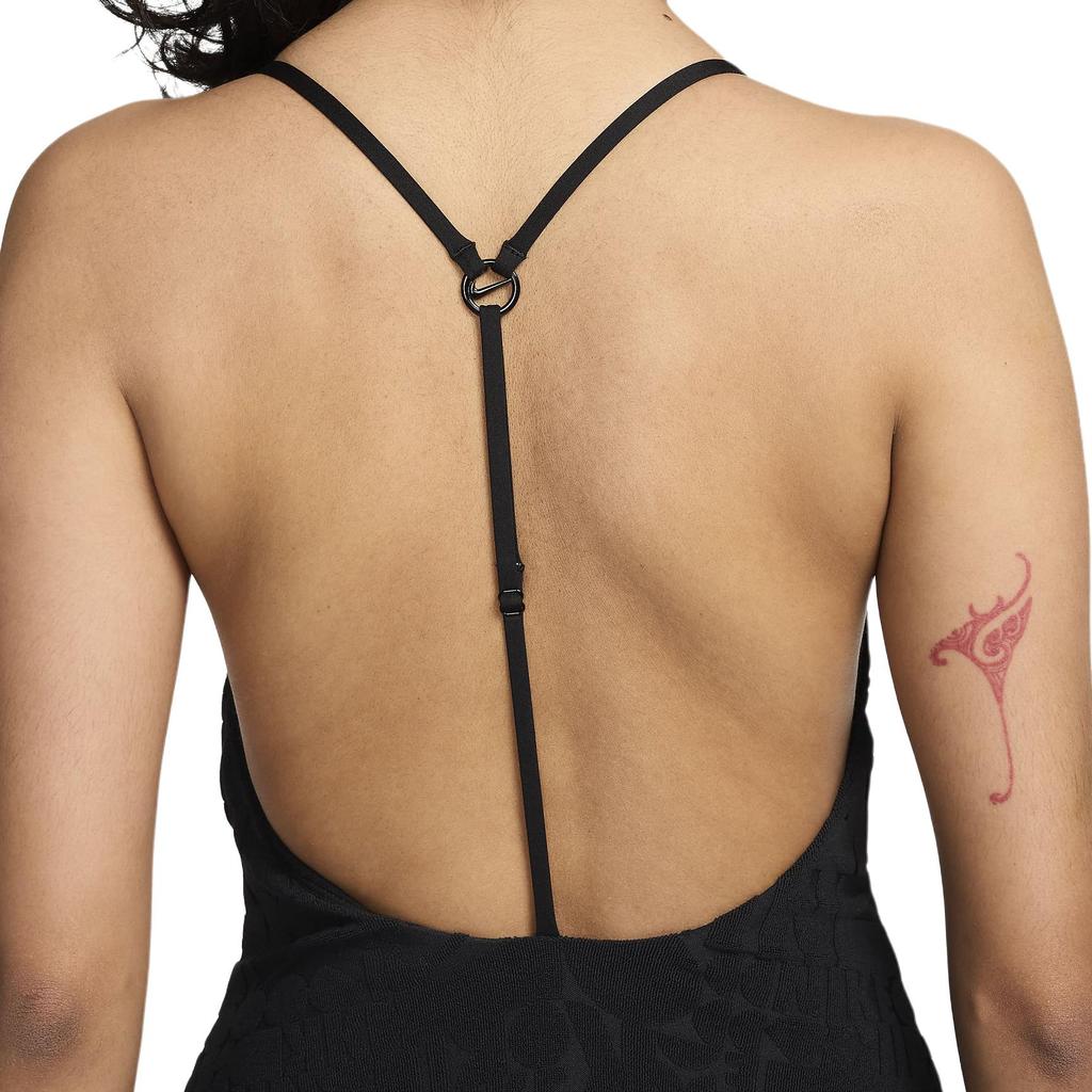 Nike Swim Retro Flow Comfortable Solid Color One-Piece Swimsuit Women swimsuit Black NESSE244-001