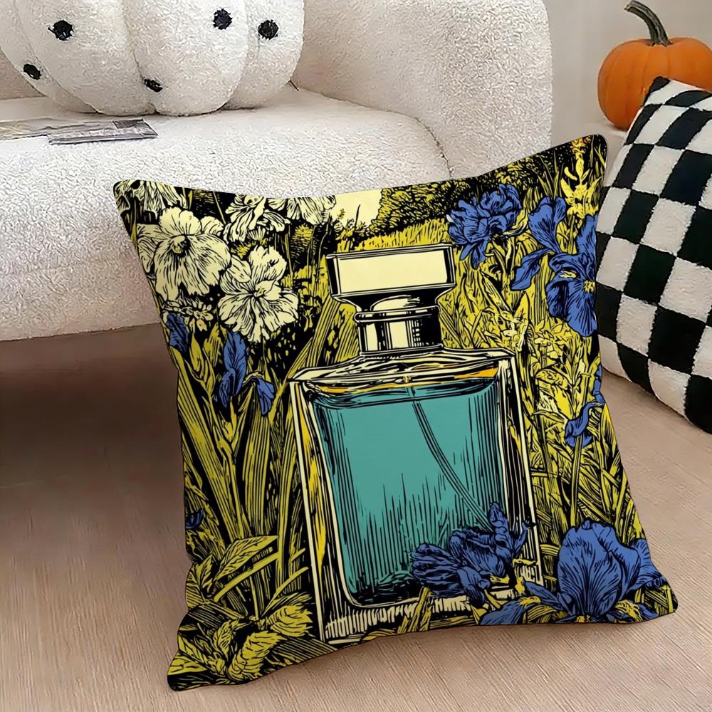 Luxury perfume illustration Cushion Cover Natural Linen Double Sided Print Throw Pillow Case for Sofa Couch Home Decor