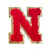 Red A-Z Chenille Embroidery Letter Patches, 5cm Self-Adhesive for DIY Clothing.