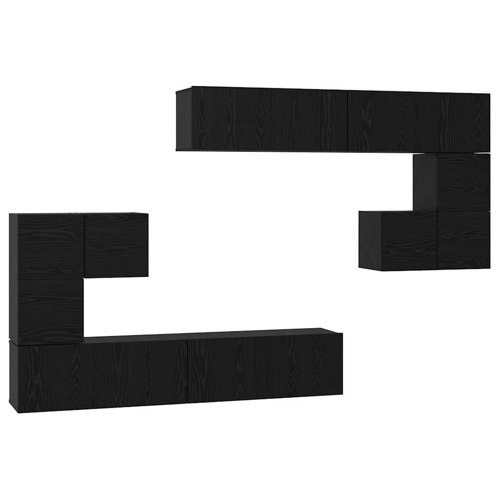 TV Units 4 pcs Black Oak Effect Particleboard