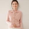 Women's Cable Knit Cashmere Cardigan - Polo Collar, Buttoned, College Style, Fall/Winter Layer