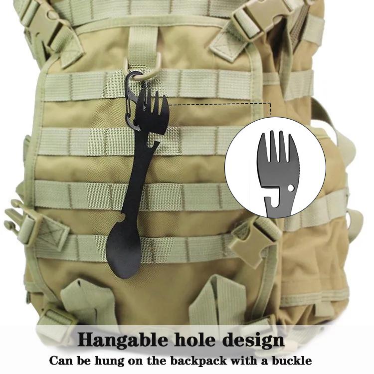 Camping Fork Spoon Multi Function Spoon 5 In 1 Integrated Fork Spoon Outdoor Fork Spoon Picnic Cutting Knife Bottle Can Opener