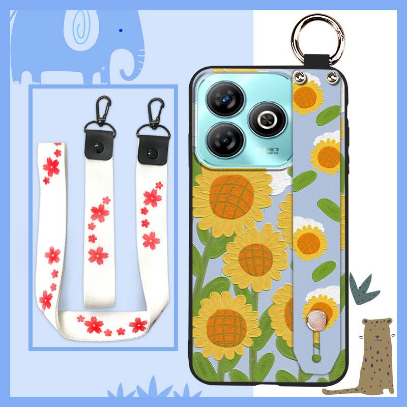 Protective Anti-knock Phone Case For ZTE Blade A75 4G/Z2359 Wristband Wrist Strap Back Cover Shockproof Ring Durable