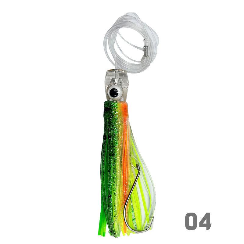 6-Piece Resin Soft Lure Set-Large Octopus Skirt Squid-Style Baits for Trolling Boat Fishing & Sea Angling Tuna Lure Hooks