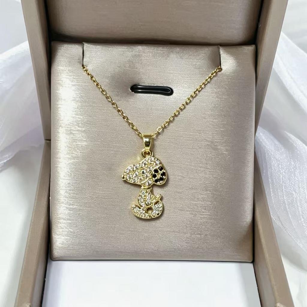 Cartoon Dog Pattern Colored Zircon Daily Versatile Niche Clavicle Necklace For Women