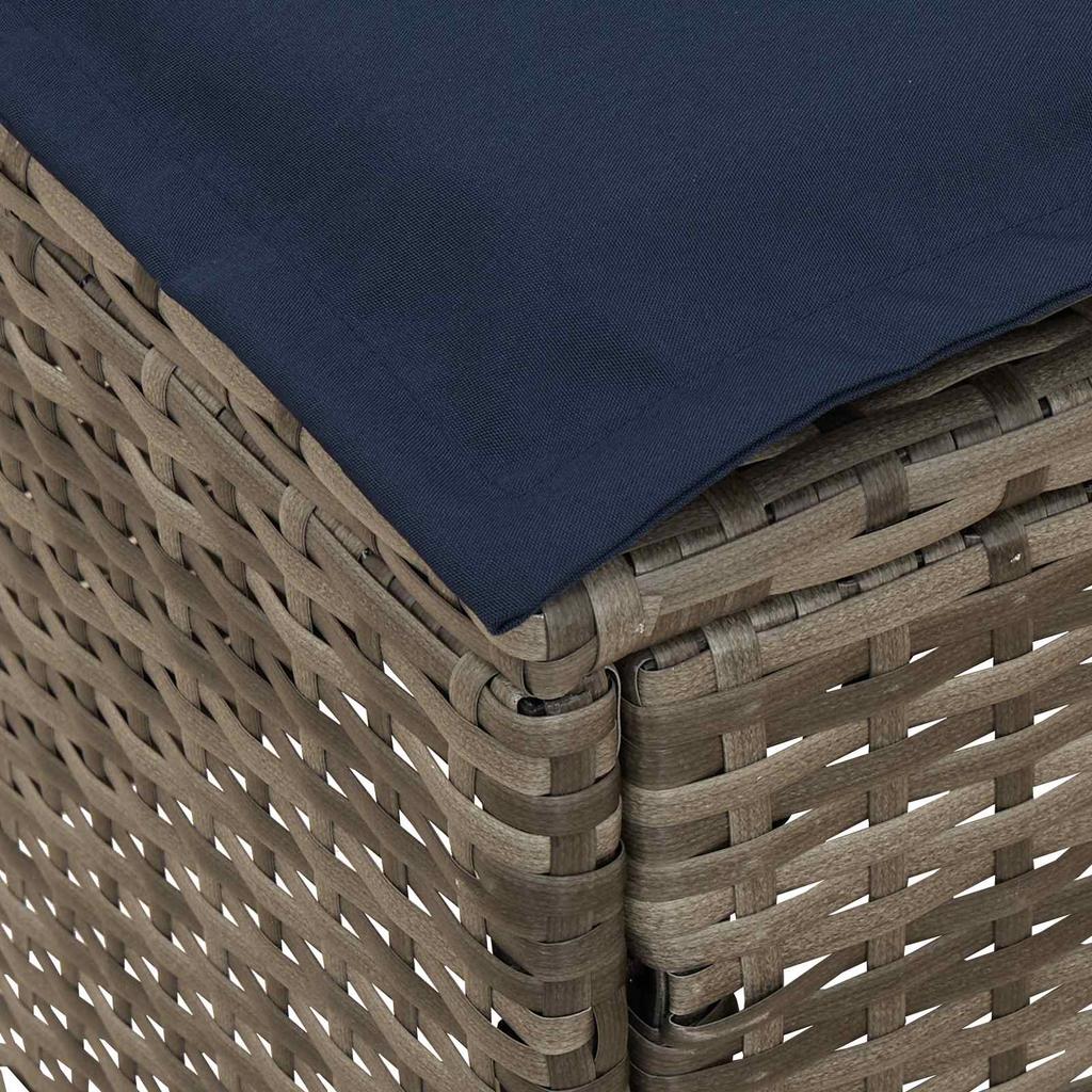 Garden Footstool Grey and Navy Blue 80 x 38 x 42 cm PE Rattan