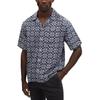 Coach SS24 Printed Single-Breasted Cuban Collar Short Sleeve Shirt Men shirts Blue C7812-BLU