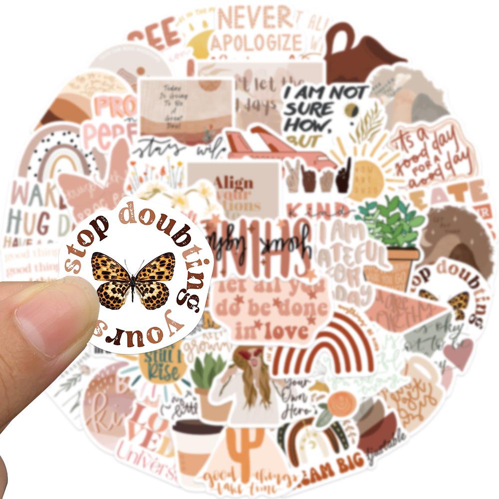 50 Boho Style Inspirational Phrases Graffiti Stickers Decorate Guitar Suitcase Waterproof Explosive