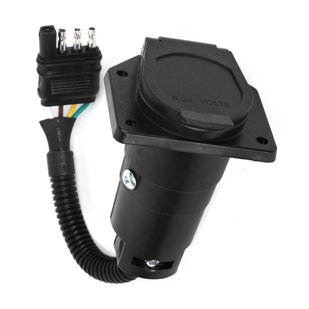 4 Pin to 7 Pin Trailer Adapter Plug with Bracket Waterproof Connector US Type 6-24V