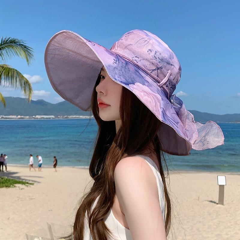 Polyester Sun Hat For Women With Large Brim Uv Protection Sunshade Fashion Summer Accessory