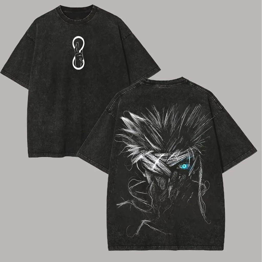 Satoru GojoJujutsu Kaisen Printed Tshirt Mens and Womens Washed Tshirt High Quality Vintage Cotton Tshirt Harajuku YK Tops