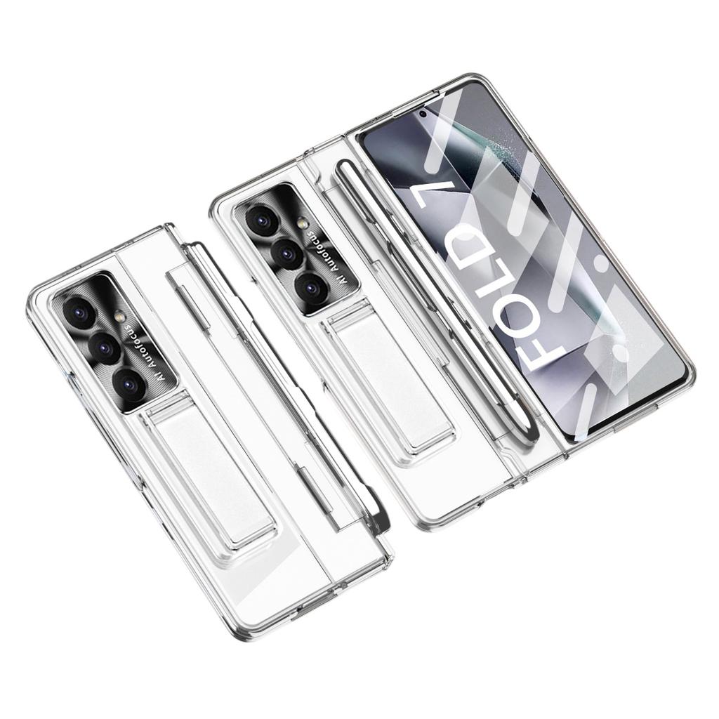 For Samsung Galaxy Z Fold7 5G Case Kickstand Hard PC Phone Cover with Screen Film/Stylus