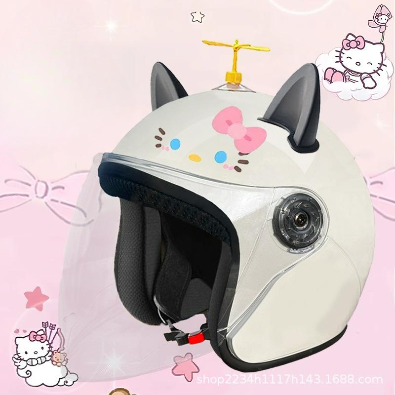 Erwachsenenhelm All-inclusive Helm für Männer und Frauen, Winter Ohrenschutz zum Warmhalten, Niedliche KT-Katze