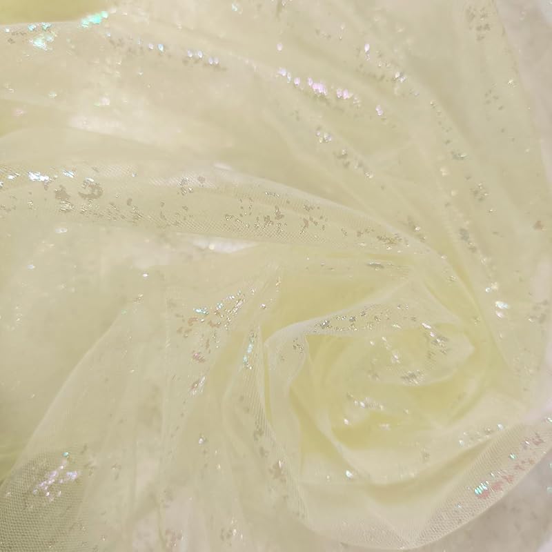 

[moonfarm] 2way lame tulle material Sparkling Width 150cm colorful race handicraft costume cloth (yellow, 2m)
