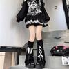 Womens Student Subculture-Wear Solid Color Bandage Bows Cute Sweet Legwear Long Winter Daily Sock for School Office