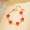 Bracciale Classico di Lusso in Acciaio Inossidabile da Donna Regolabile Cinque Fiori Bracciali per Donne Nuova Moda Gioielli da Festa Regali Quadrifoglio