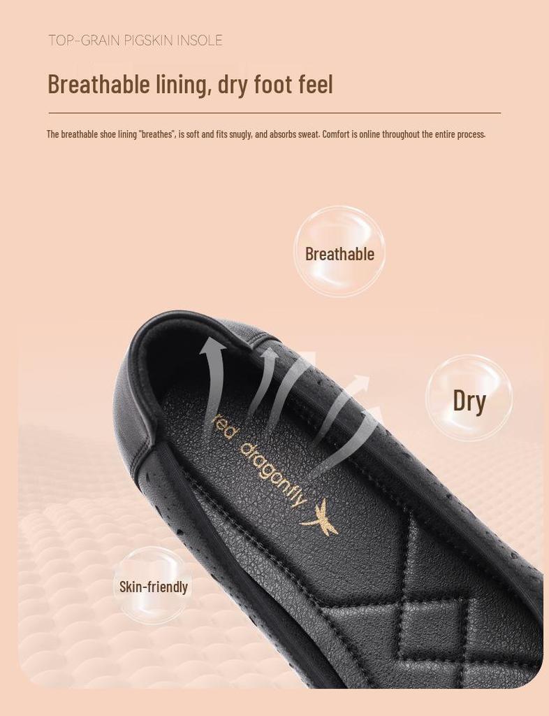 Red Dragonfly Women's Summer Slip-on Leather Sandals – Hollow, Breathable, Casual Shoes for Women and Moms.