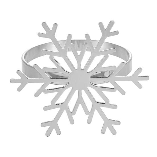 1/2/6Pcs Golden Metal Napkin Ring Faux Pearl Decor Snowflake Design Winter-themed Napkin Holders Weddings Parties Table Decor