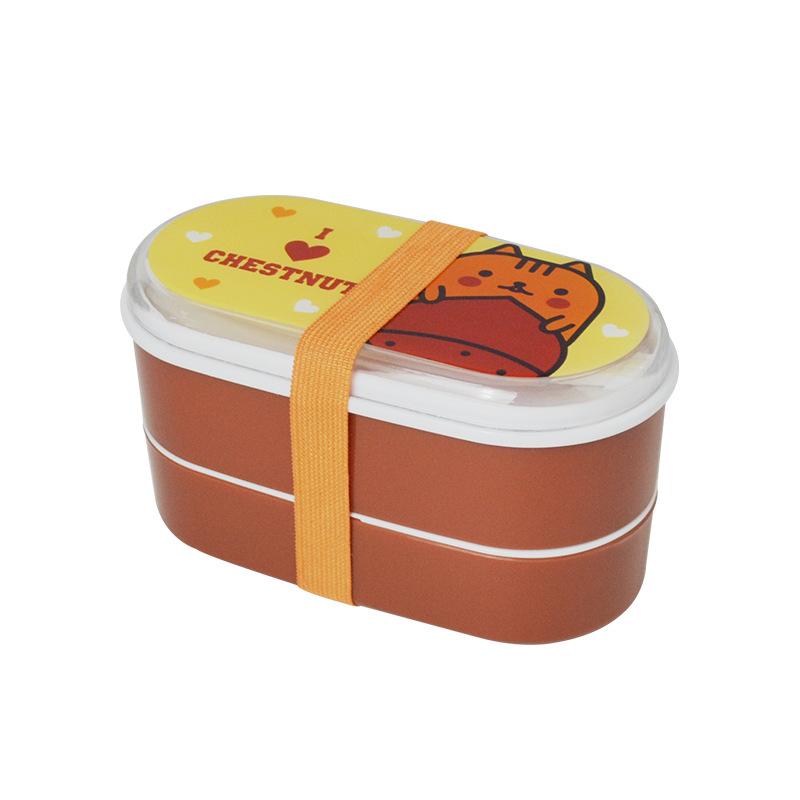 High Quality Cartoon Healthy Plastic Bento Box,Portable 600ml Lunch Bento Boxes Food Container Dinnerware Lunchbox Cutlery