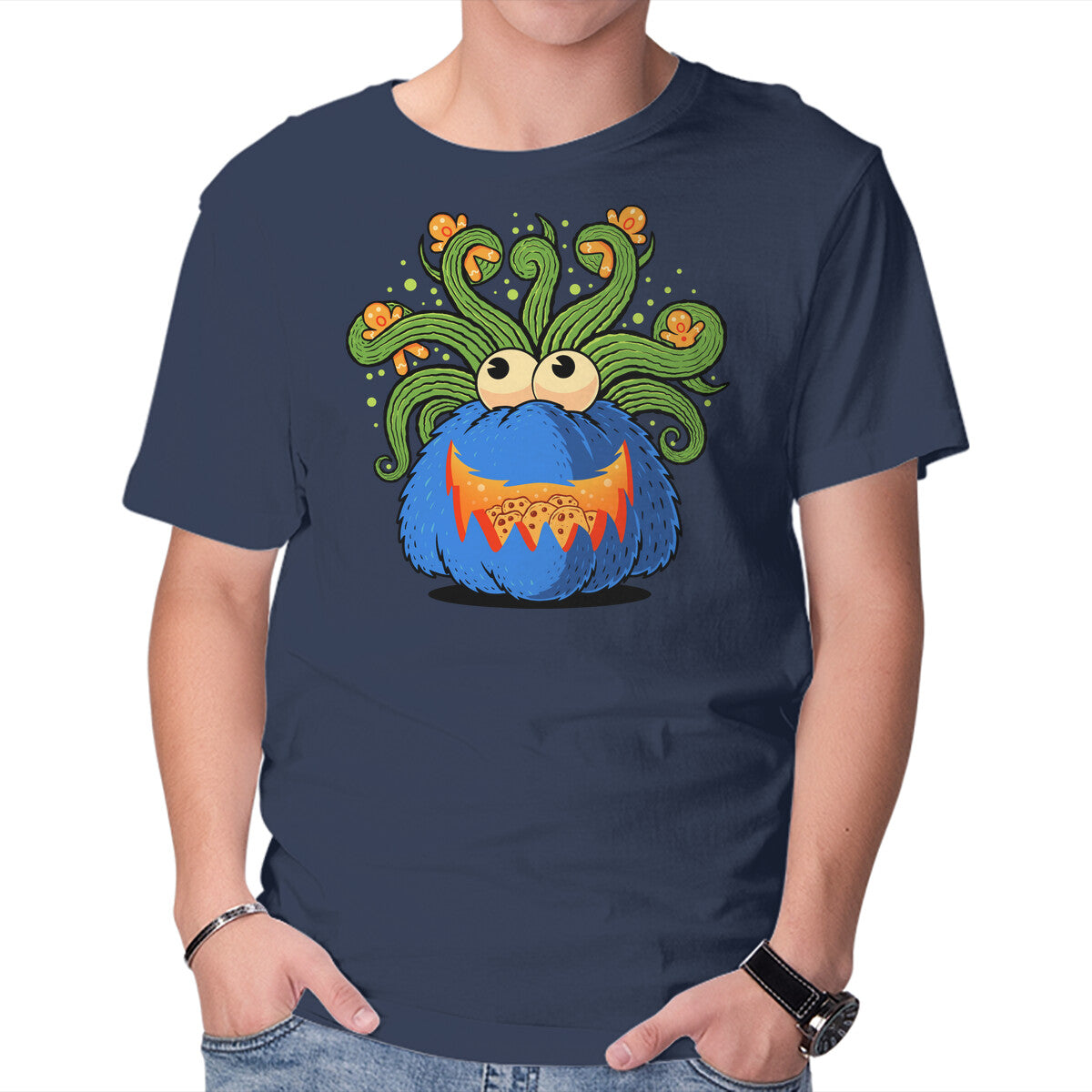 Unisex Crew Neck T-Shirt Pumpkin Monster Attack Graphic Short Sleeve Casual Tee XS