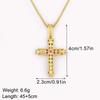 Nidin New Arrival Retro Column Shape Cross Pendant Necklace For Female Male Irregular Geometric Shine Zircon Jewelry Accessories