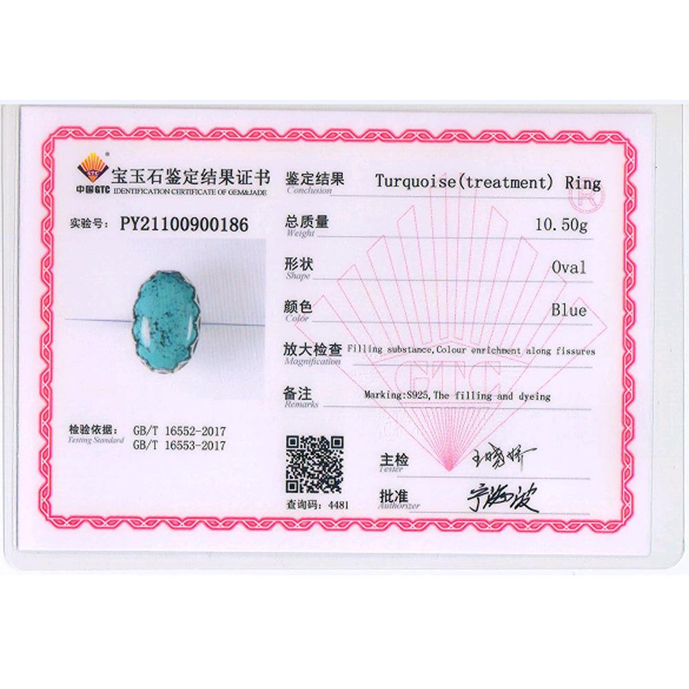 New Natural Blue Turquoise Oval 20*30mm Big Gemstone Ring 925 Sterling Silver Woman Fine Jewelry Anniversary Gift