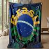 Brazil Football Printed Flannel Blanket Skin Friendly Warm Decorative Throw for Indoor Couch Bed Daily Use