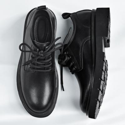 Spring British Style Black Leather Shoes for Men Business Formal Big Head Work Fashion Shoes