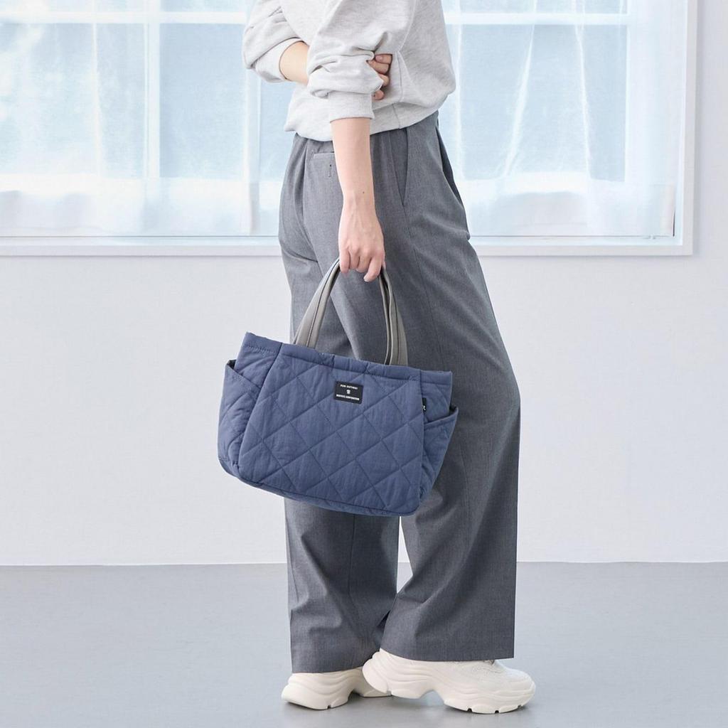 Rootote Women's Tote Bag, Small, Compartment, Lunch Bag, Handbag, Freestanding, Sub-Bag, LT Deli Paruti Quilted D 3673 (02 Ivory)