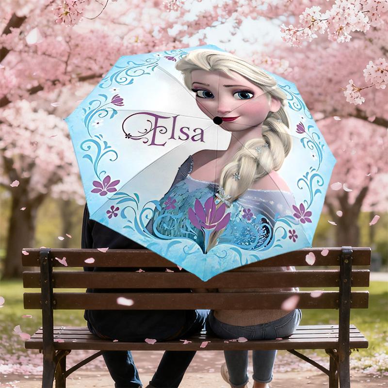 1PC Elsa Frozen Umbrella-8-Rib Reinforced, Automatic Open, Lightweight & Durable, Cute Fashion Accessory for Outdoor, Beach or Casual Use, Beach Umbre