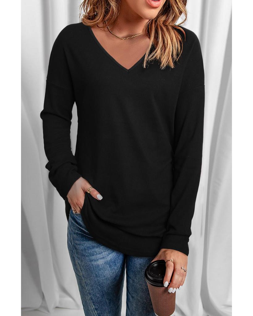 Azura Exchange V Neck Long Sleeve Knit Top